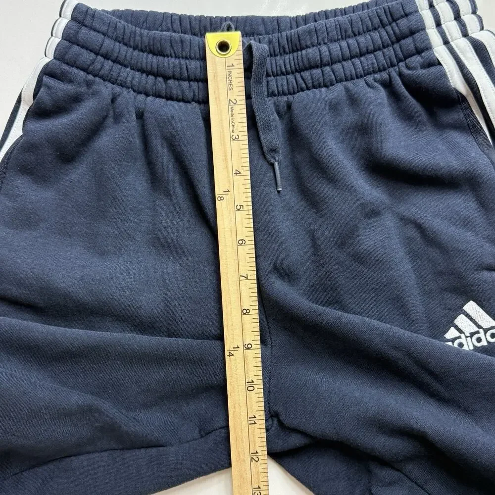 Adidas Originals Mens Size Small Active 3 Stripes Fleece Sweat Shorts Navy Blue